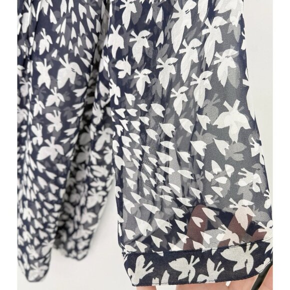 Charter Club Plus Size Navy Blue & White Print Button Front Chiffon Shirt Sz 3x - Picture 5 of 9